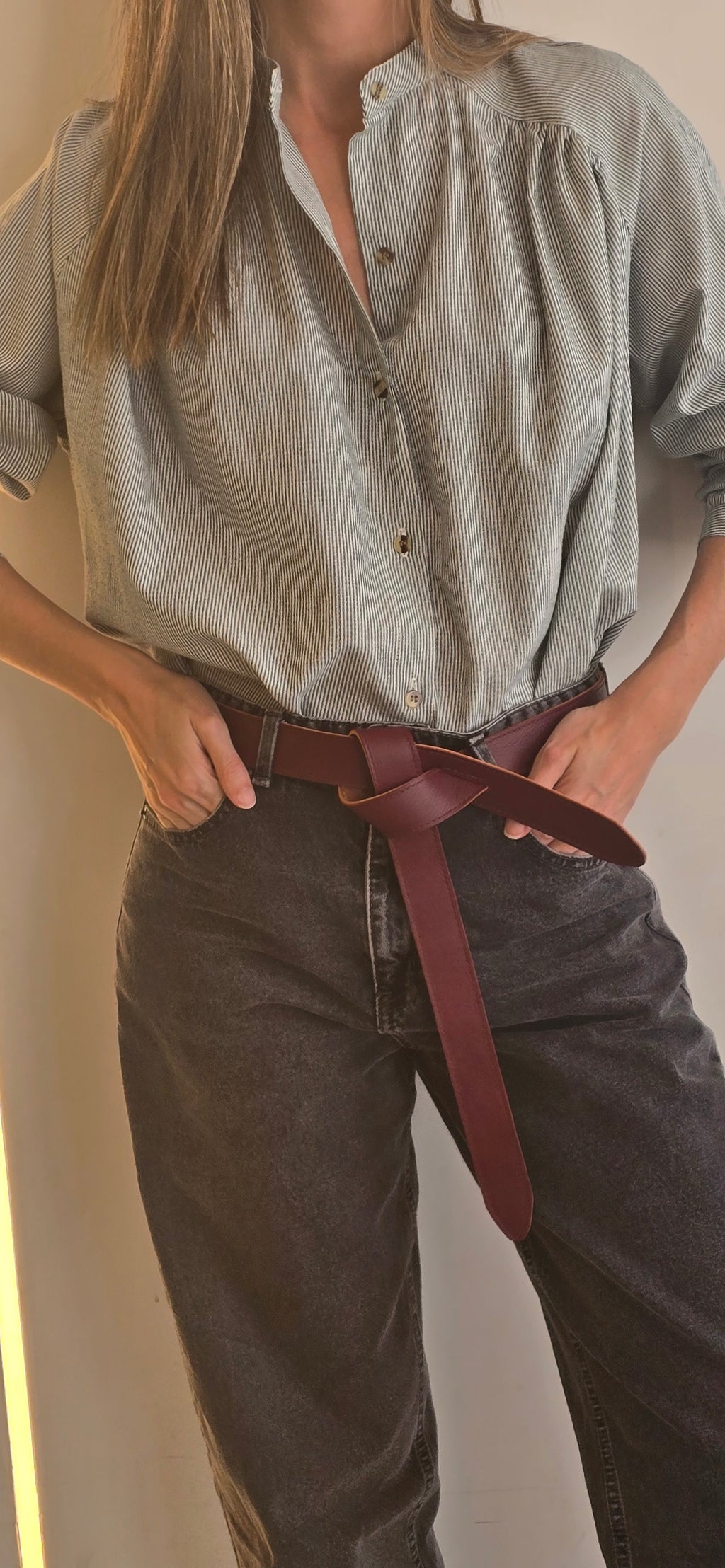 Cinturón Reversible Narcisse Burdeo-Camel 100% Cuero