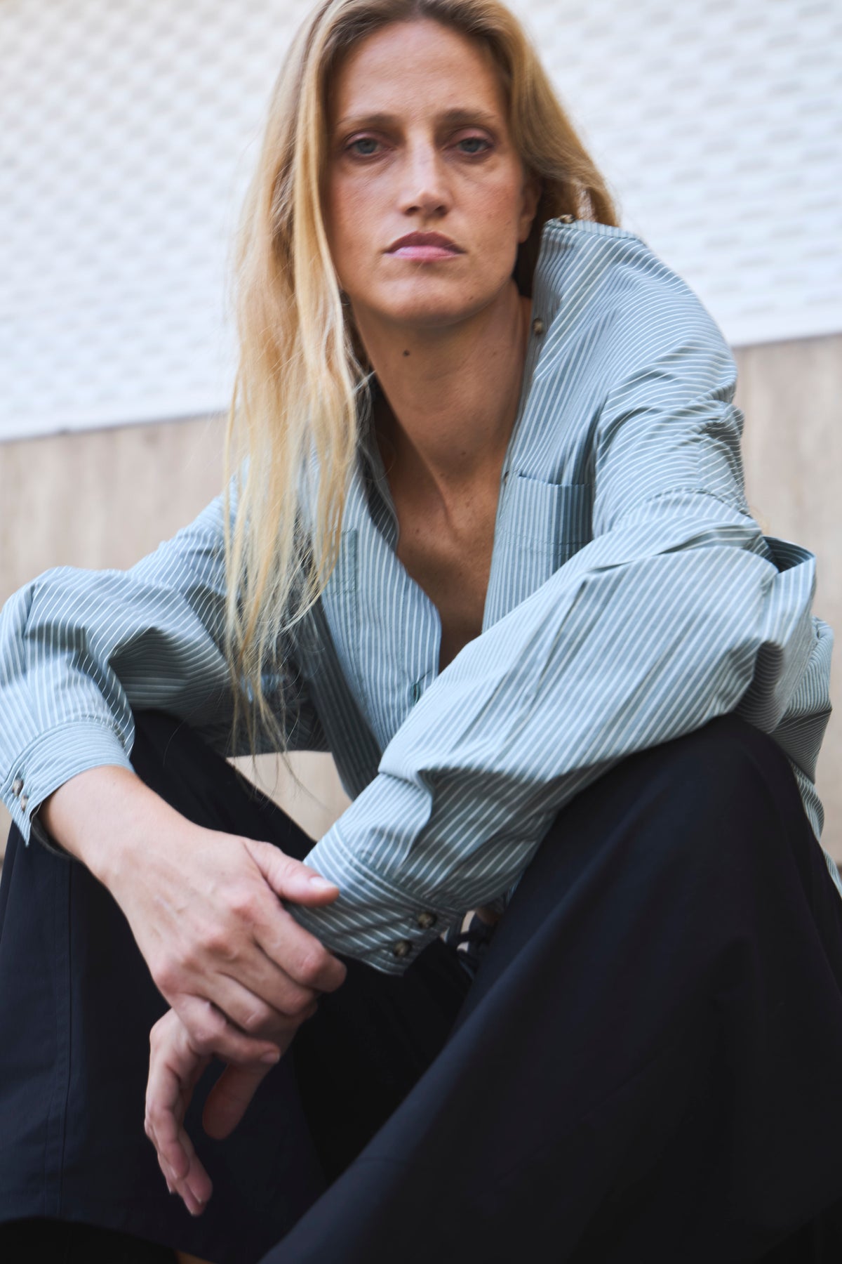 Blusa Mer 100% Algodón Listada Verde