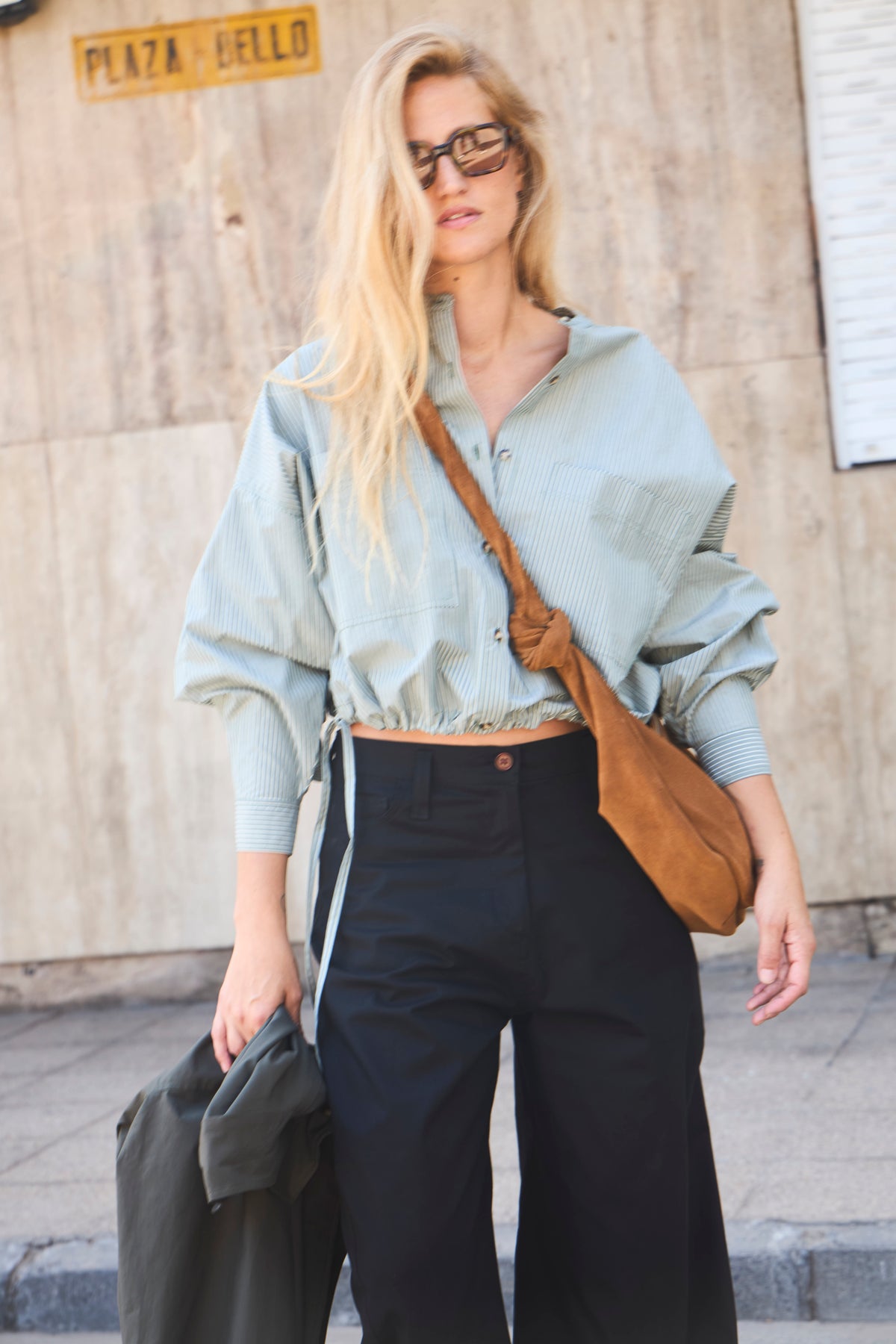 Blusa Mer 100% Algodón Listada Verde