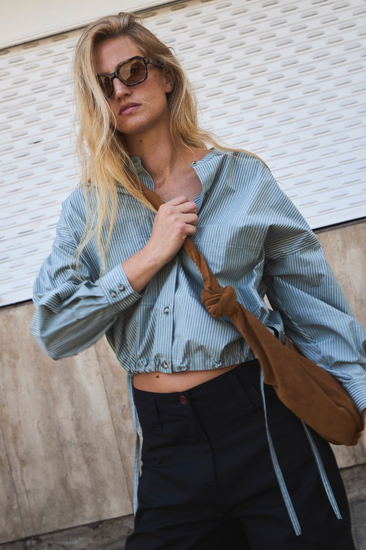 Blusa Mer 100% Algodón Listada Verde