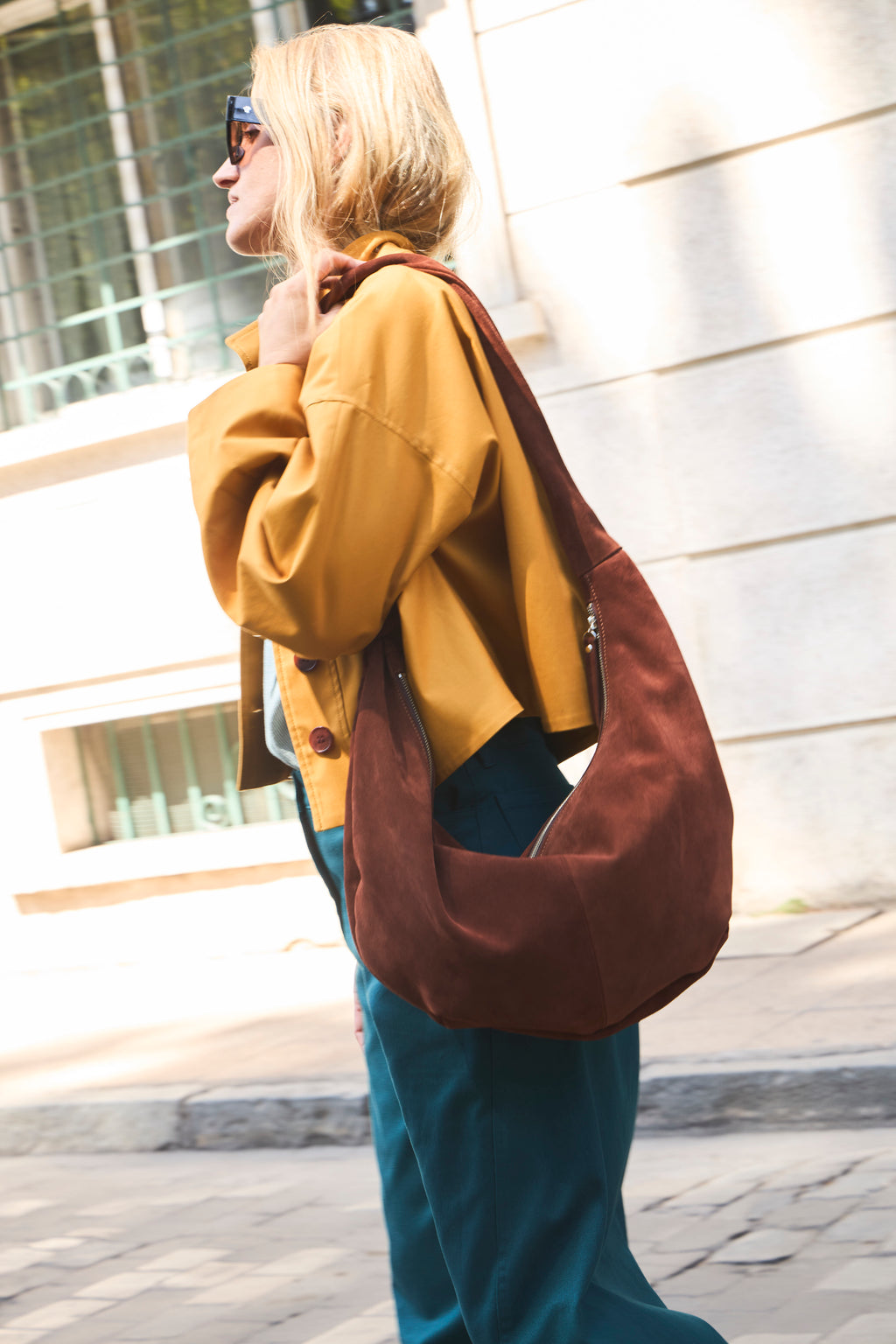 Cartera Brume 100% Gamuza Café