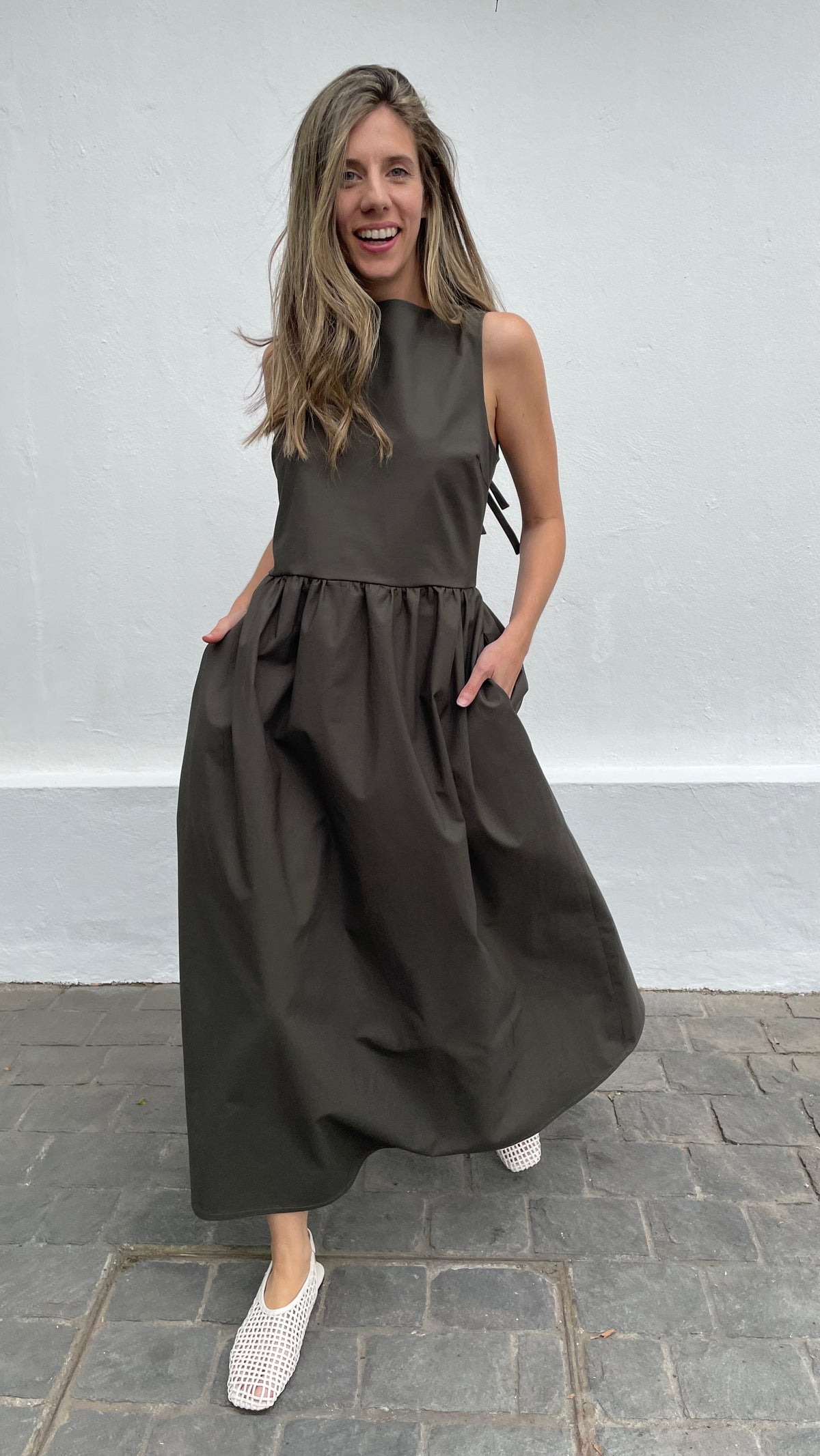 Vestido Clair Algodón Verde Musgo