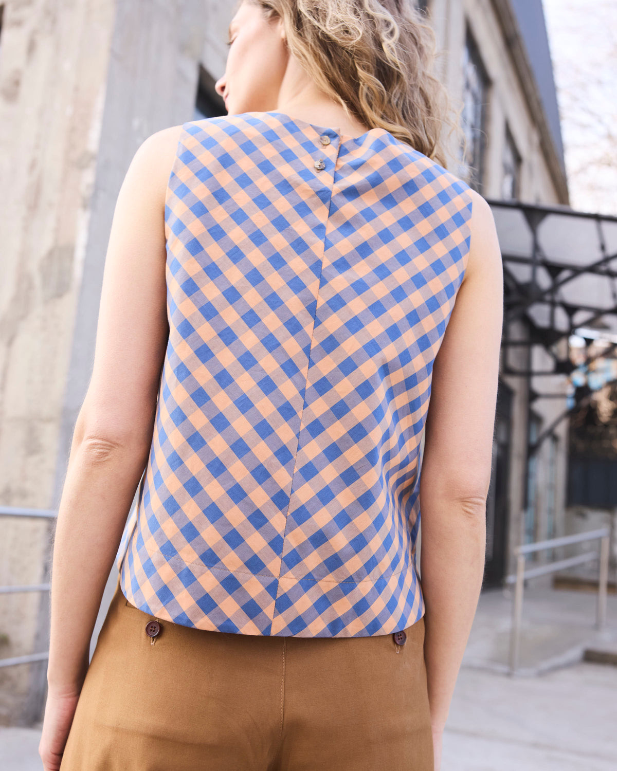 Top Meena Algodón Escocés Naranja