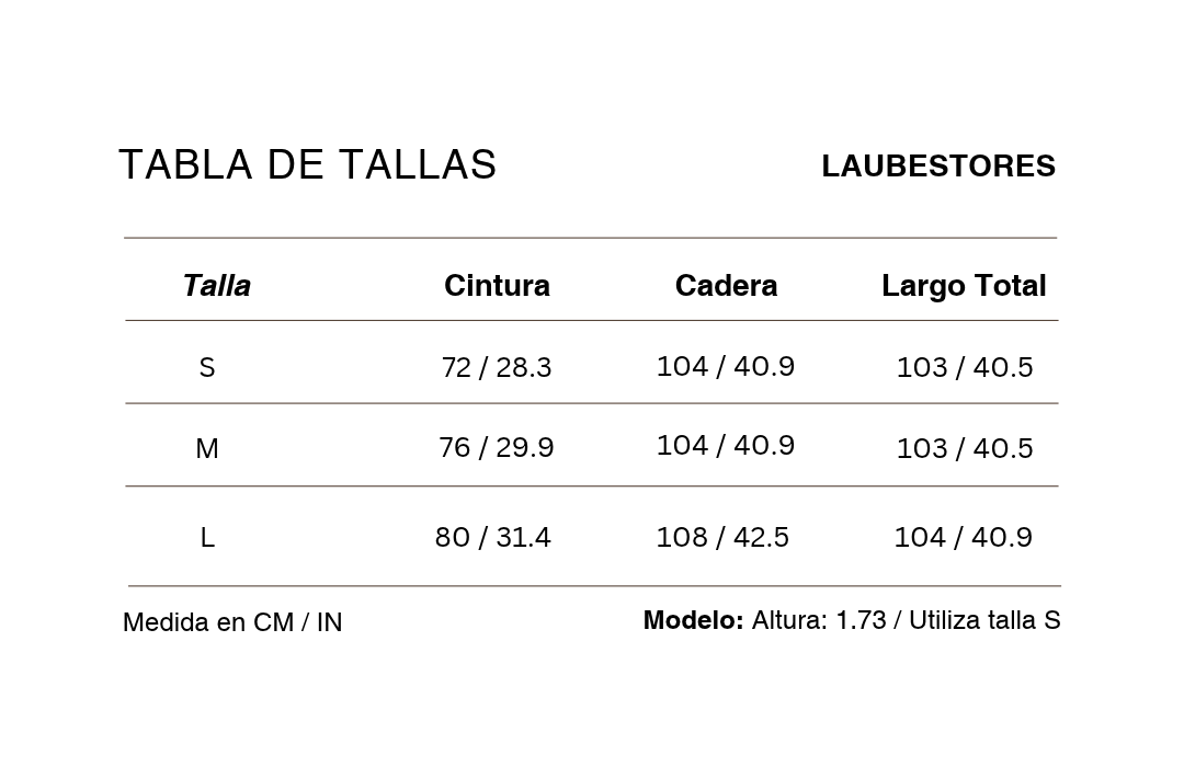 Tabla de tallas
