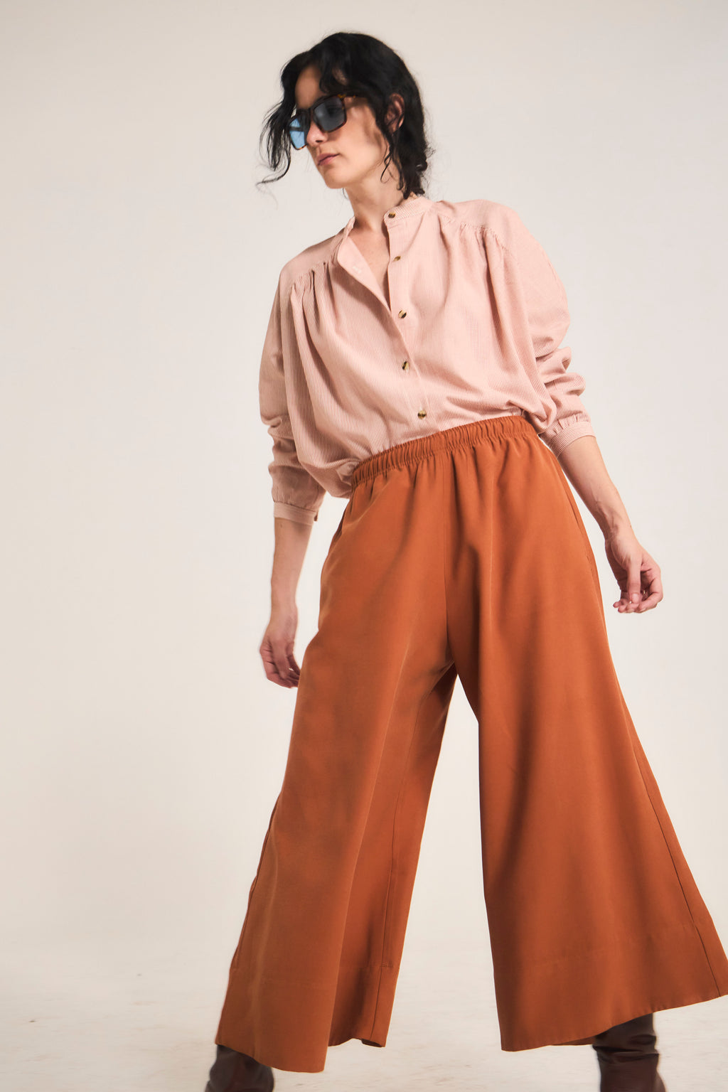 Blusa Tresor 100% Algodón Listada Naranja