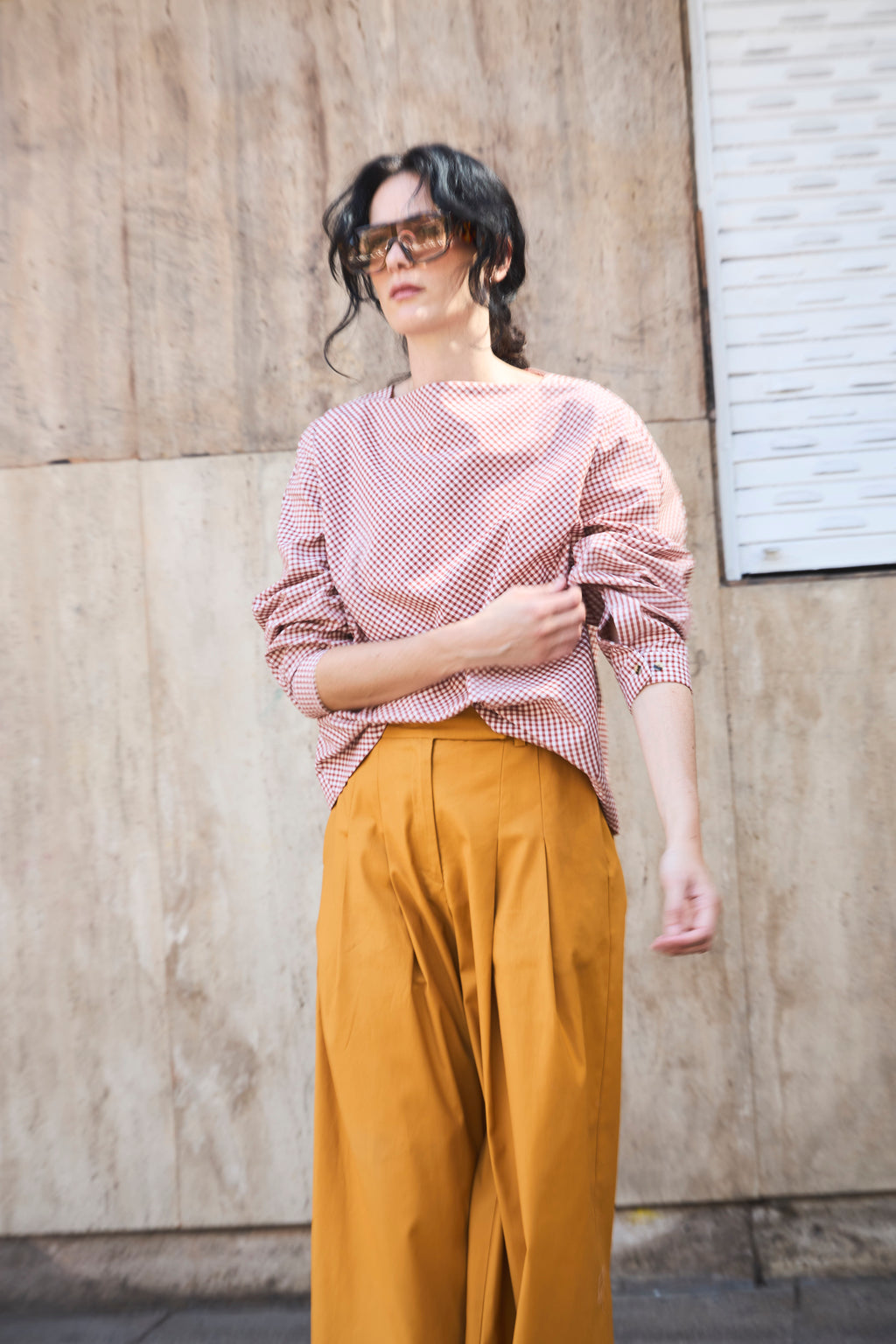 Blusa Ancrage Cuadrillé Terracota