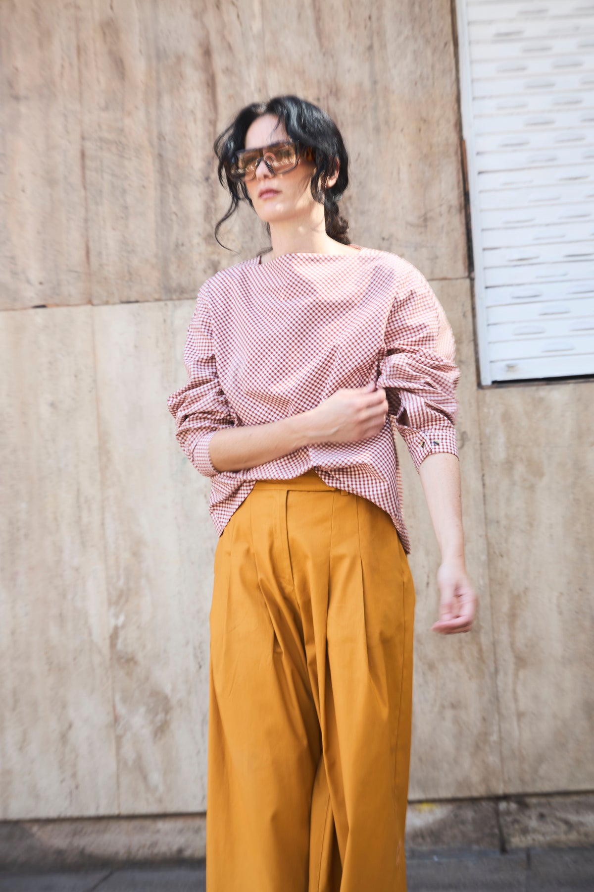 Blusa Ancrage Cuadrillé Terracota