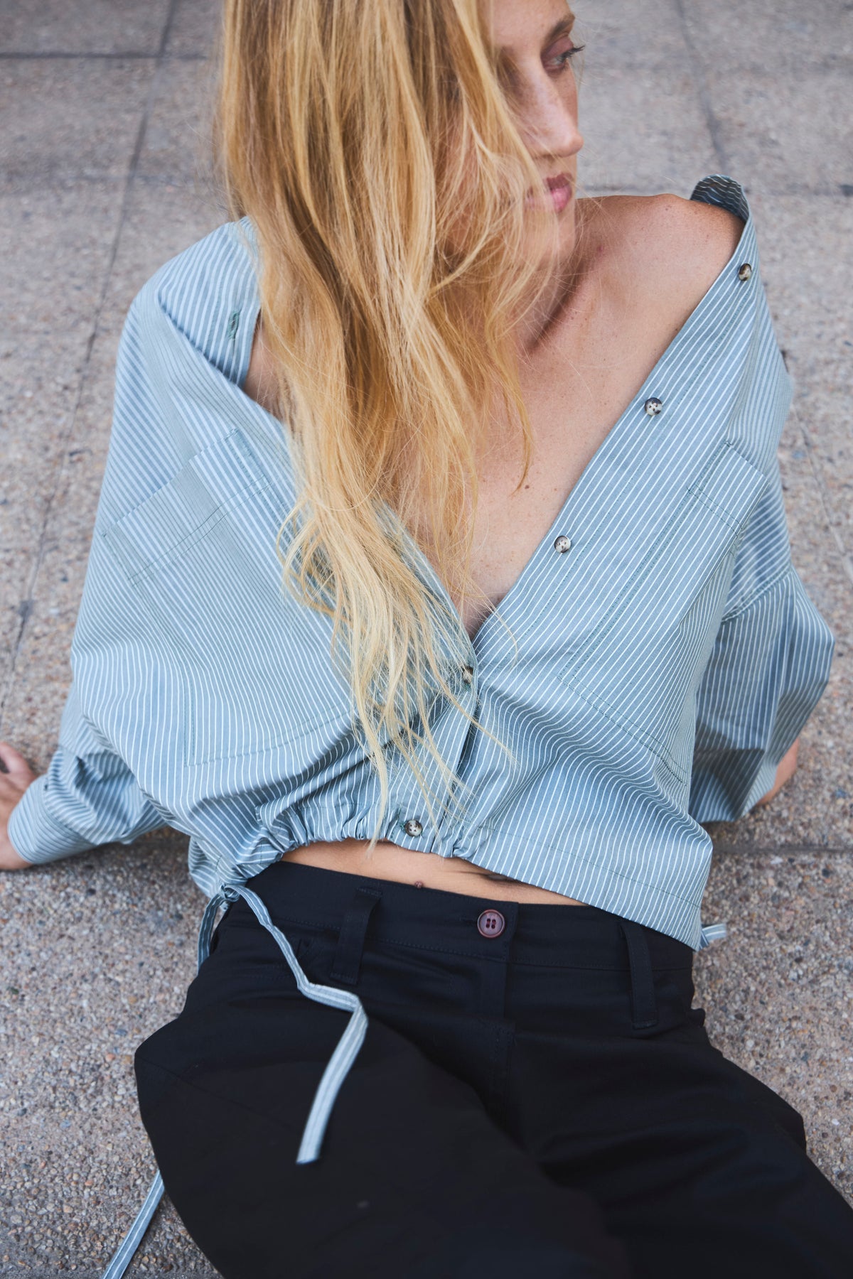 Blusa Mer 100% Algodón Listada Verde