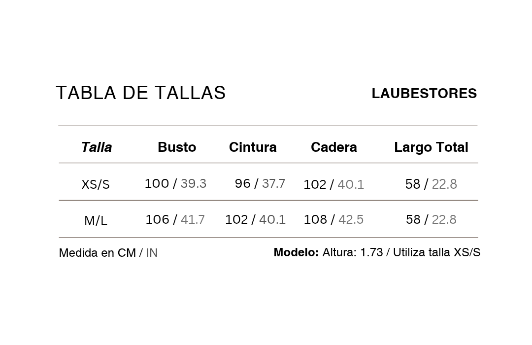 Tabla de tallas