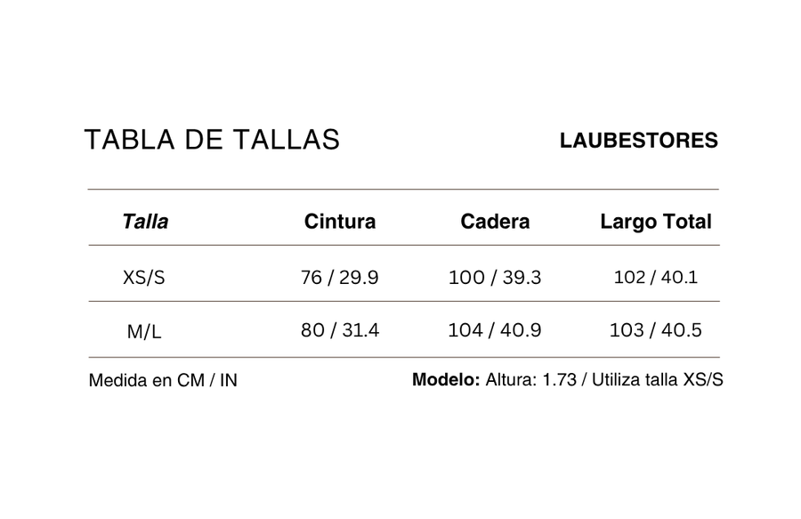 Tabla de tallas Pantalón Ferveur 100% Lino Camel
