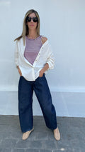 Raw Linen Leather Blouse