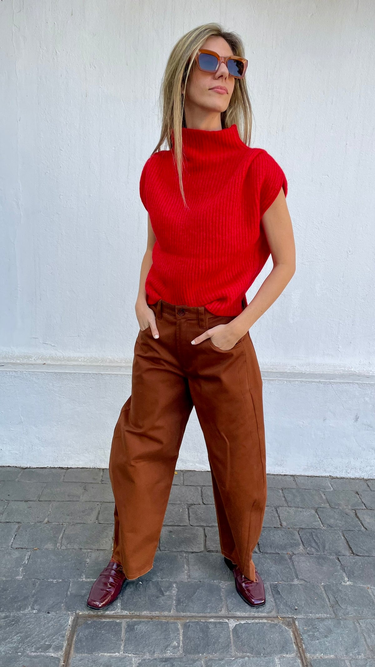 Chaleco Sin Mangas Lagune Superfine Alpaca Rojo