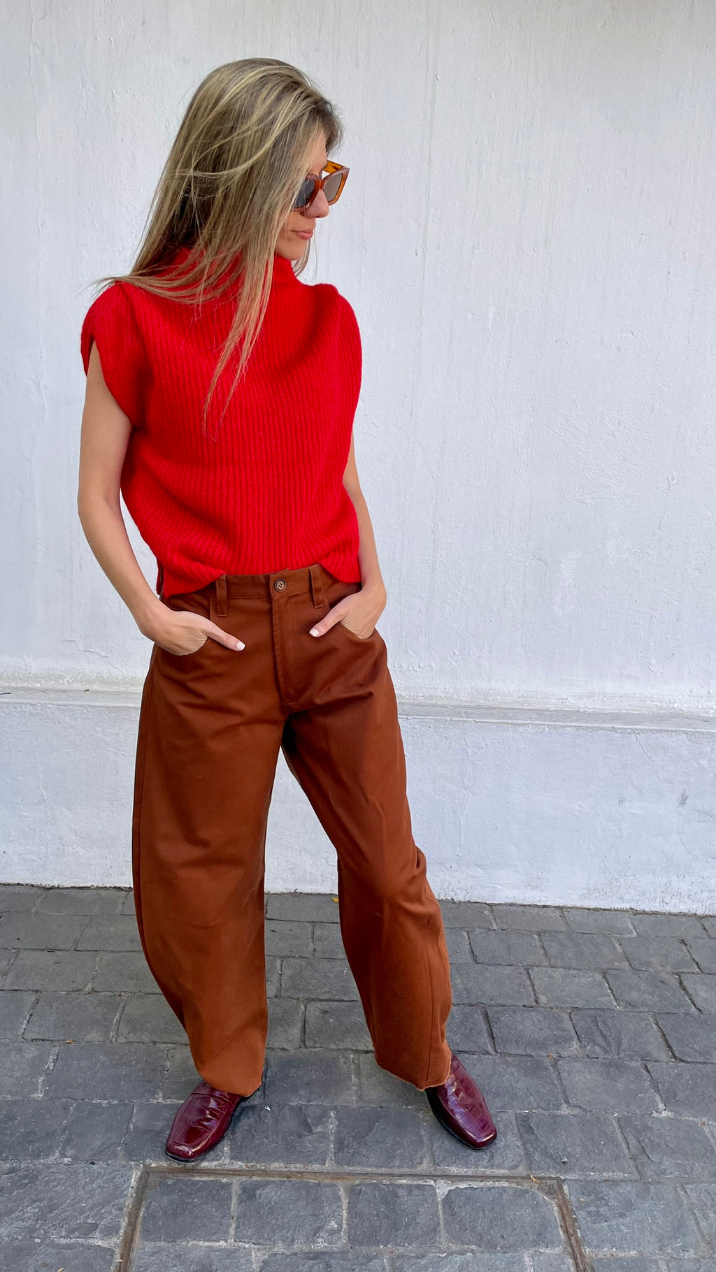 Chaleco Sin Mangas Lagune Superfine Alpaca Rojo