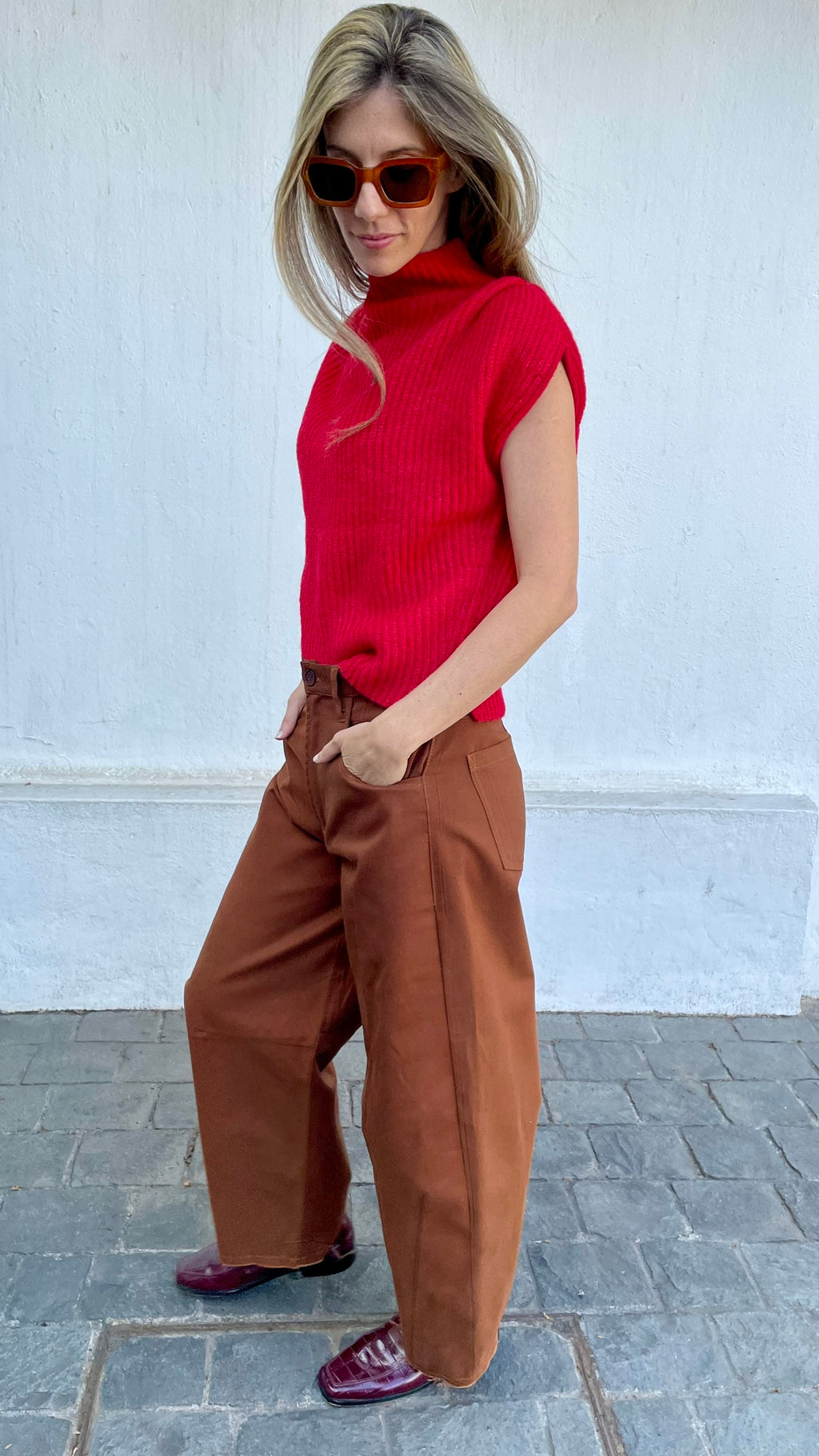 Chaleco Sin Mangas Lagune Superfine Alpaca Rojo