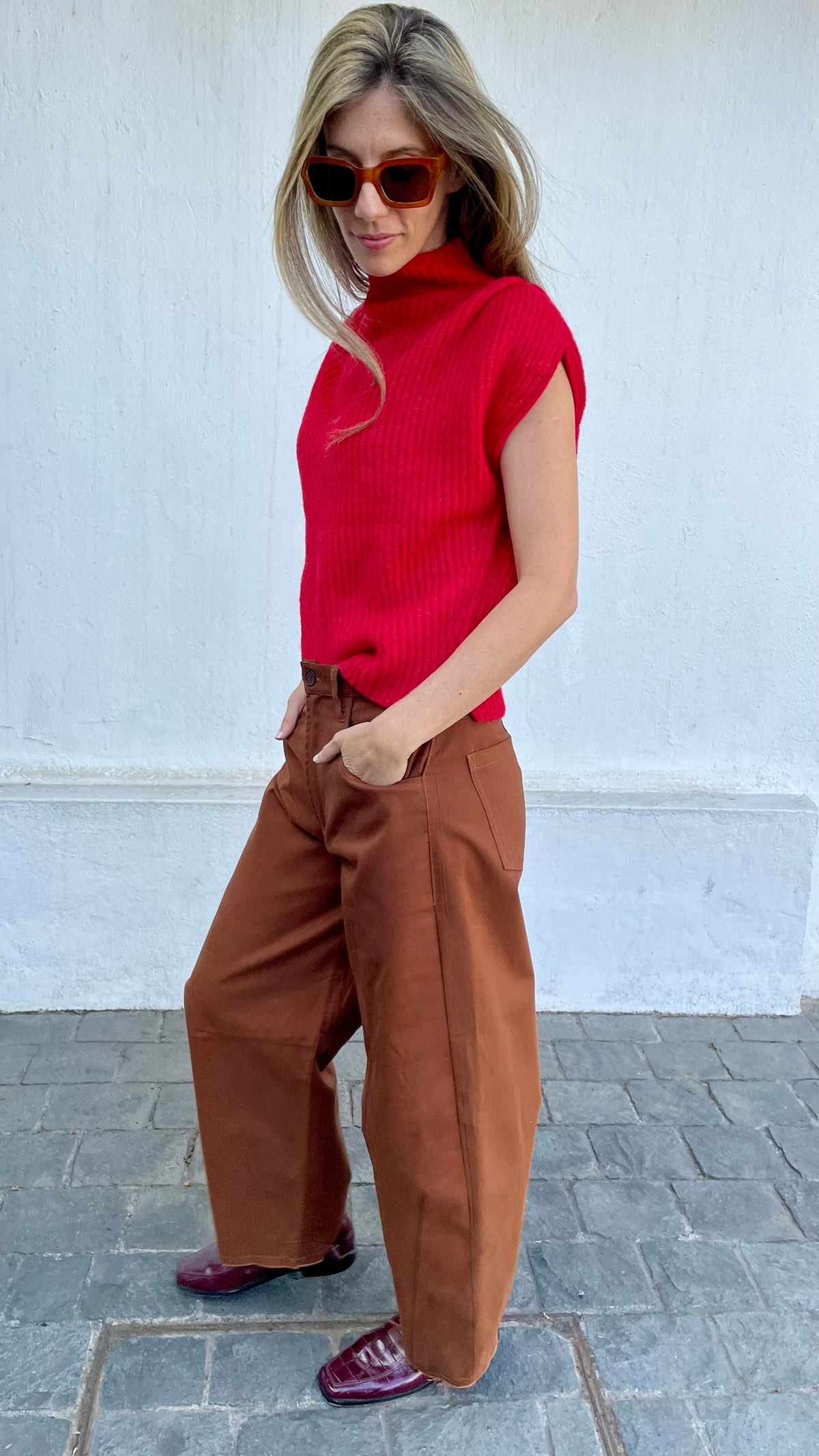 Chaleco Sin Mangas Lagune Superfine Alpaca Rojo