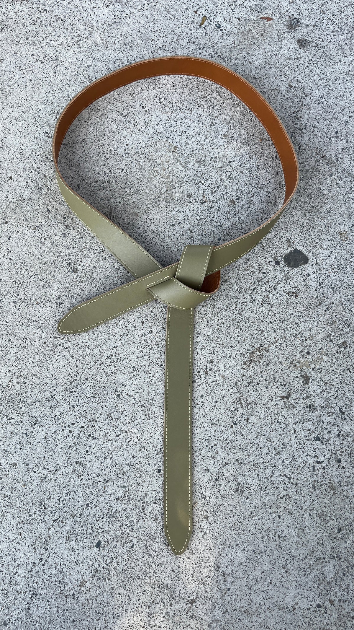 Reversible Narcisse Belt Green-Camel 100% Leather