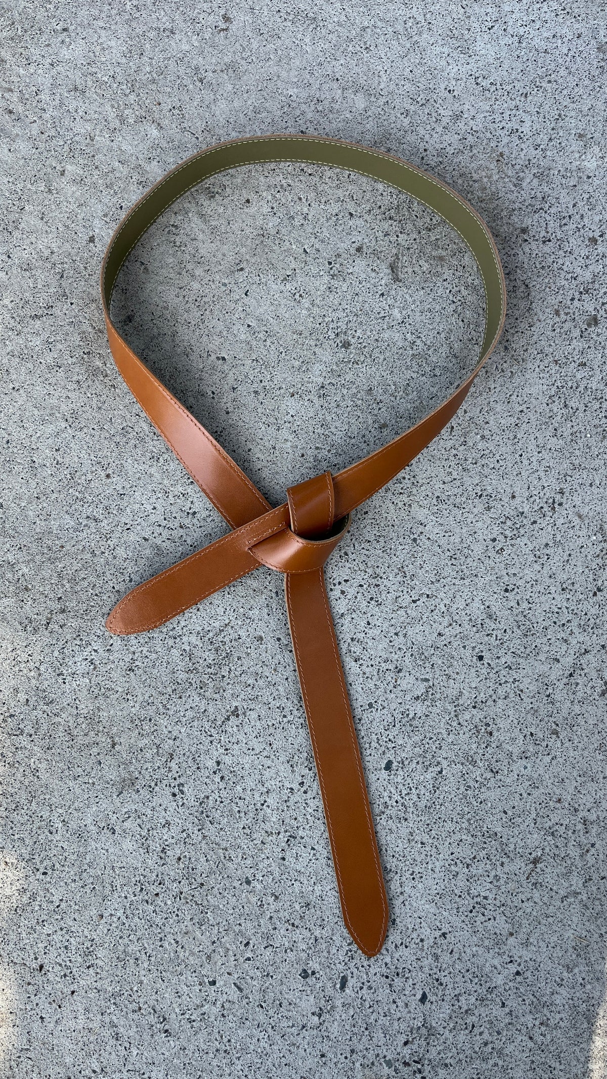 Reversible Narcisse Belt Green-Camel 100% Leather