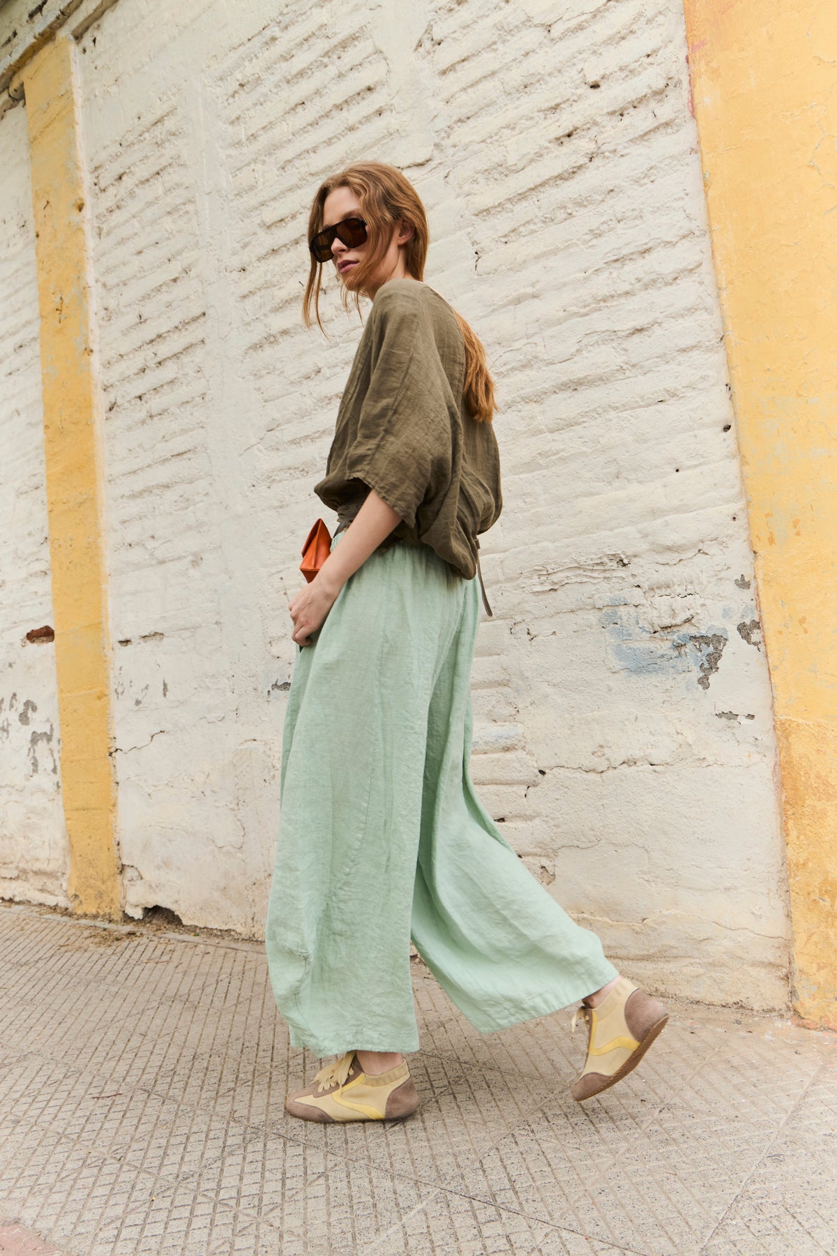 Pantalón Froisse 100% Lino Verde Agua