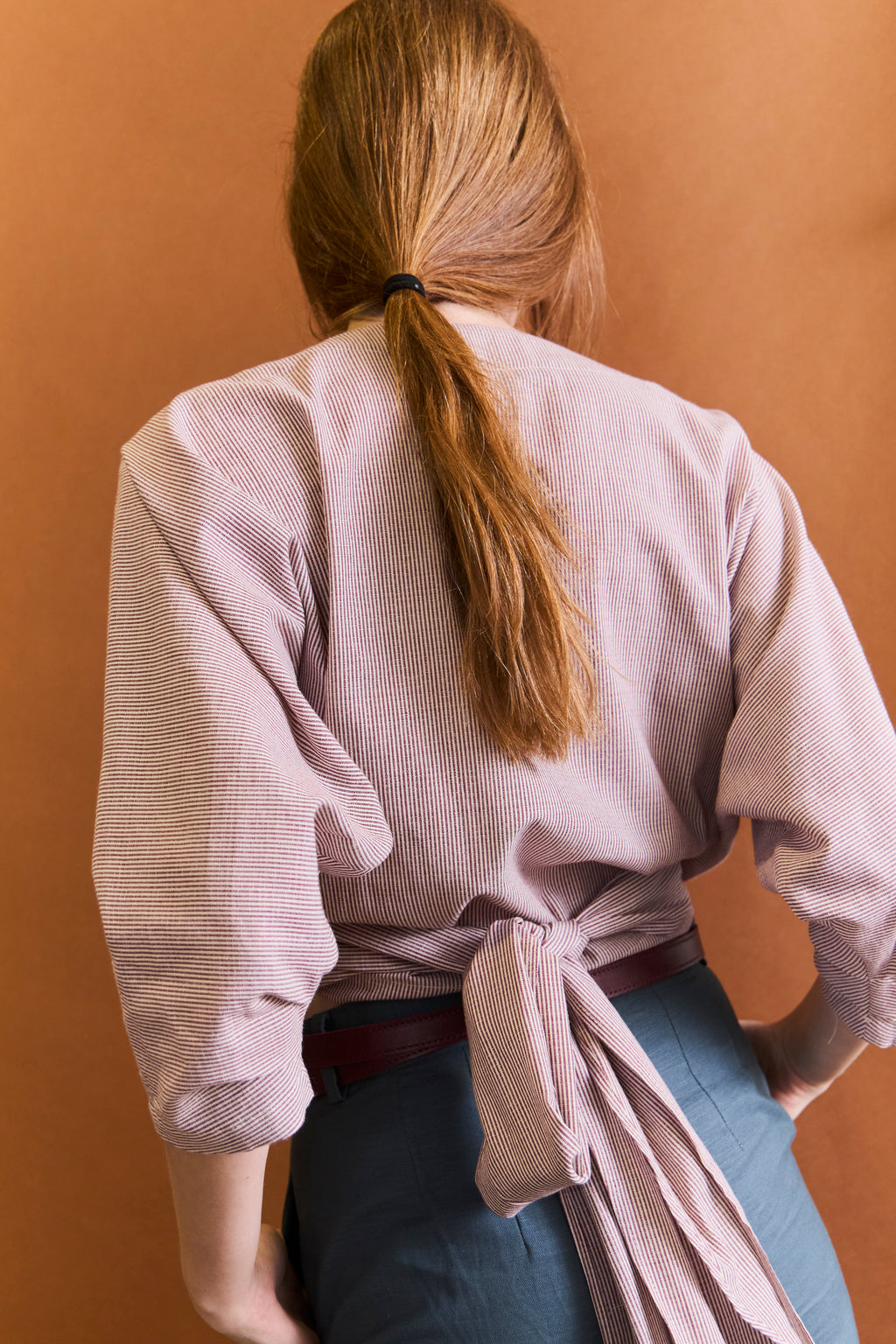 Kimono Capitaine 100% Algodón Listado Burdeo
