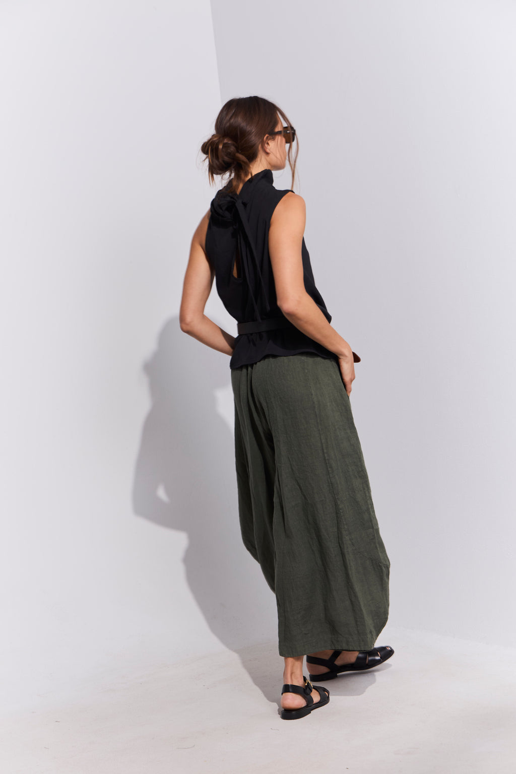 Pantalón Froisse 100% Lino Verde Musgo