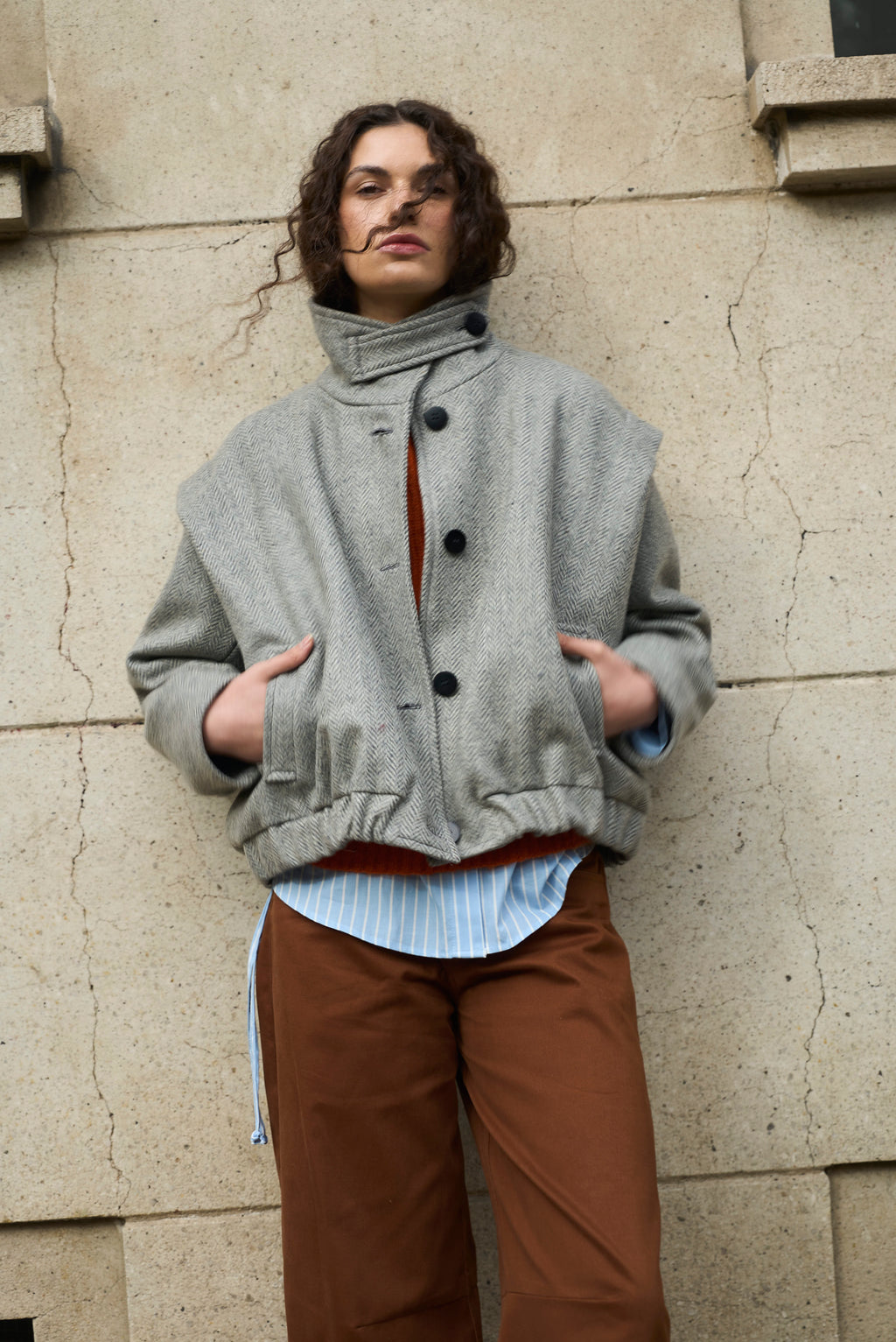 Chaqueta Magnetique Lana Espiga Gris