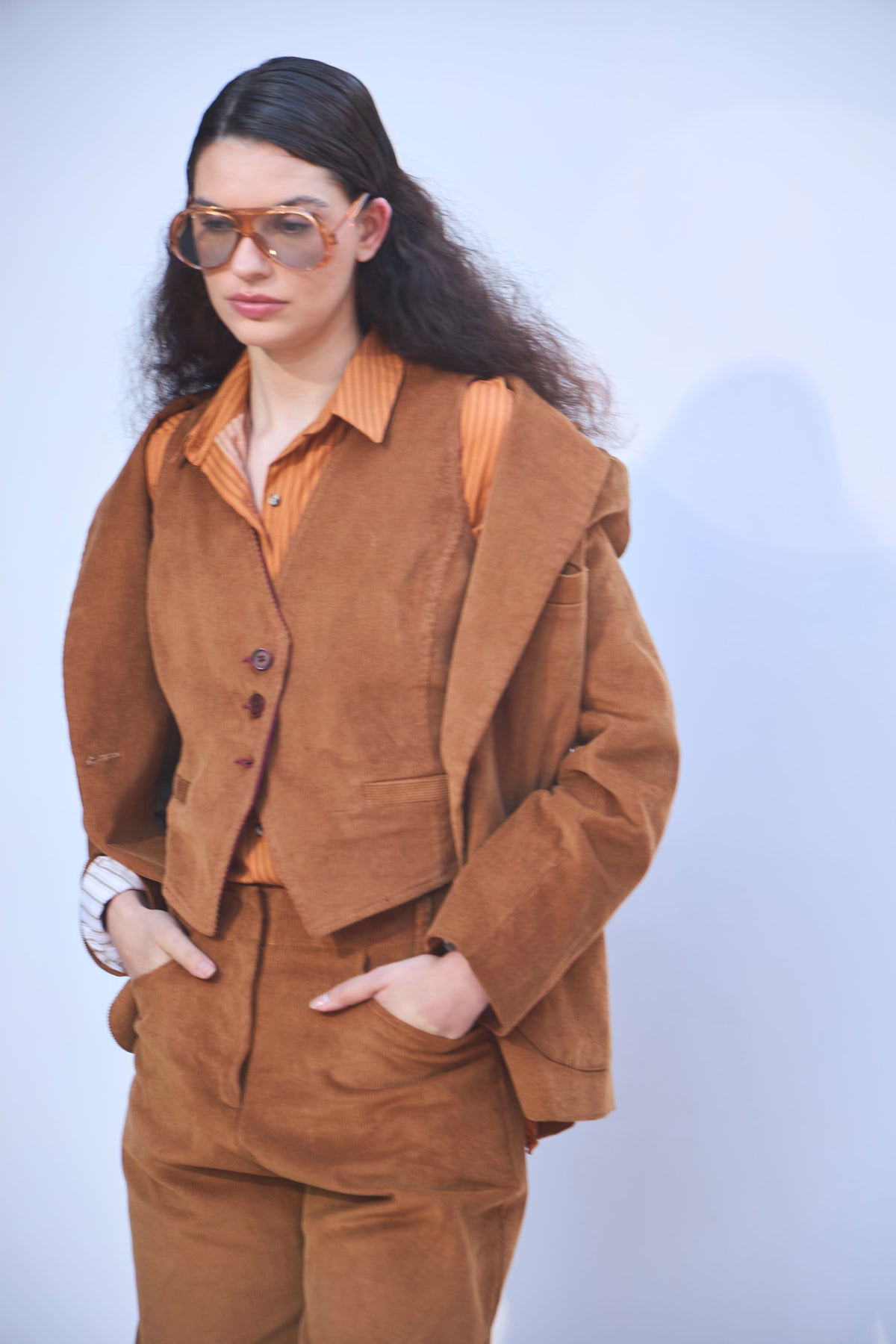 Gilet Reversible Kingstone Cotelé Camel/Burdeo