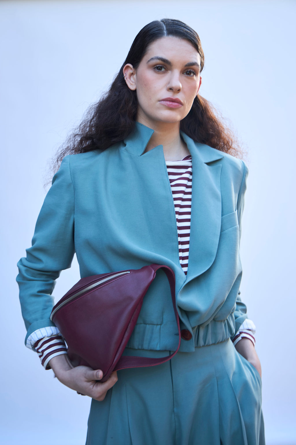 Blazer Bomber Maille Verde Agua