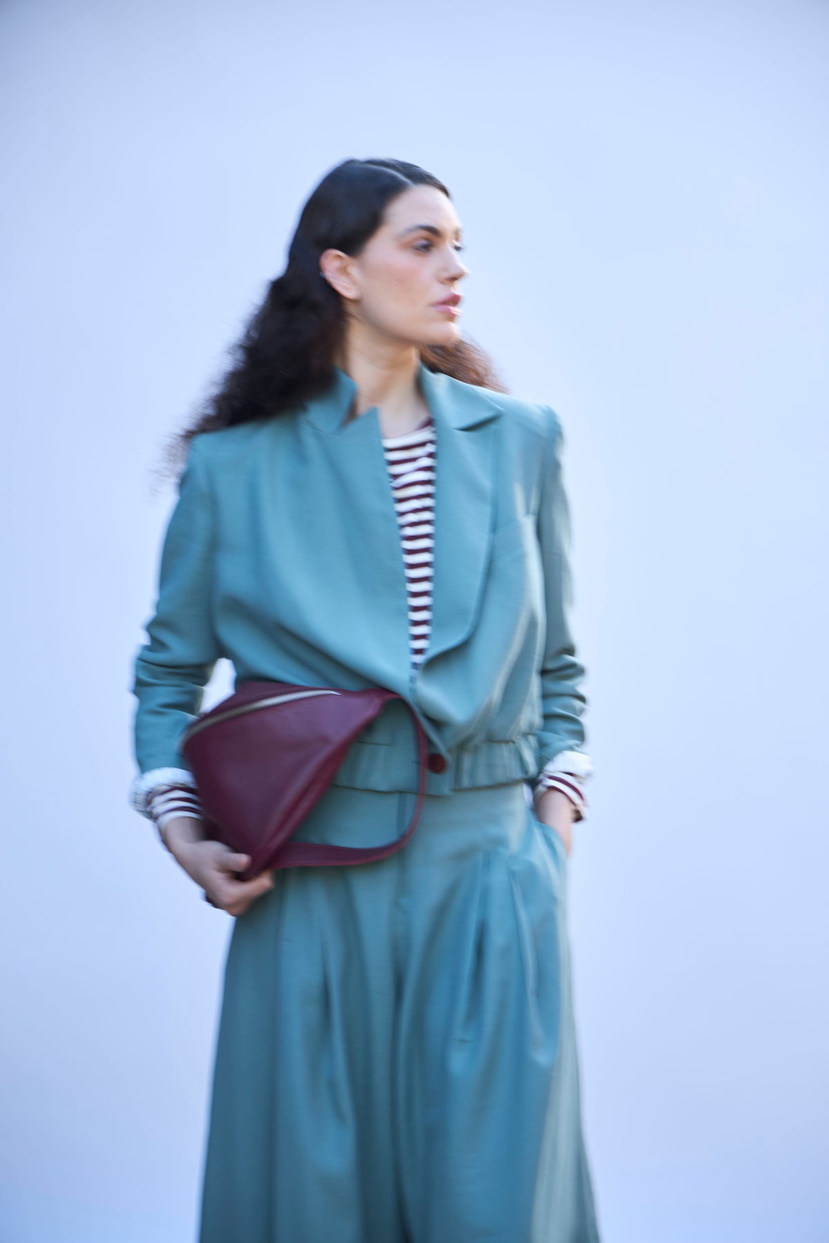 Blazer Bomber Maille Verde Agua