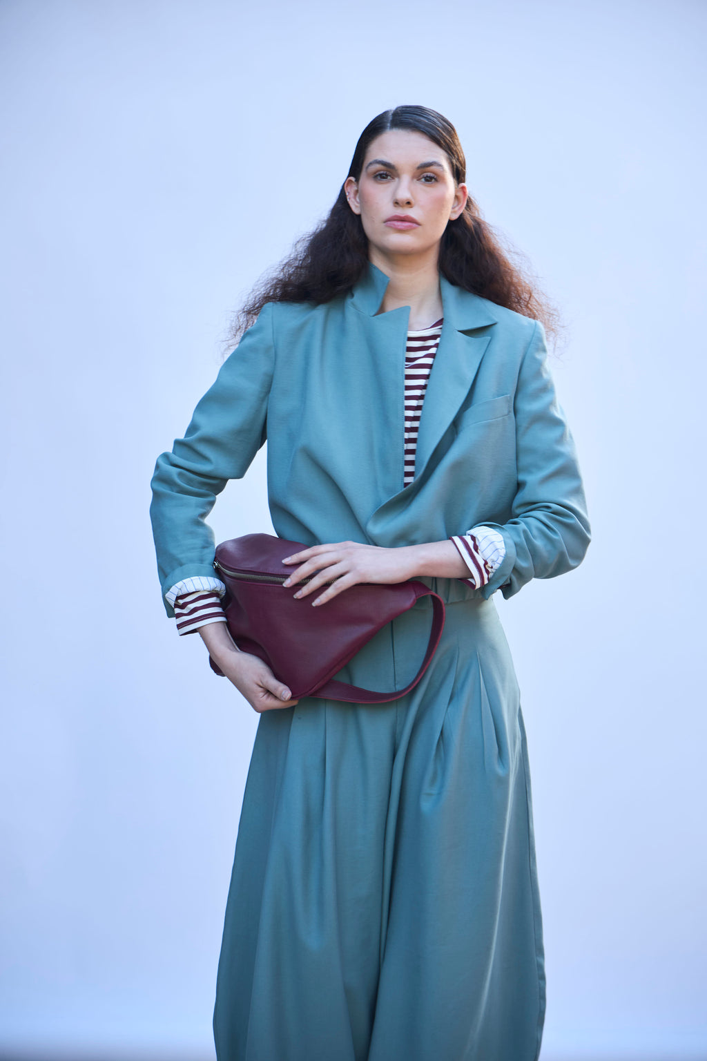 Blazer Bomber Maille Verde Agua