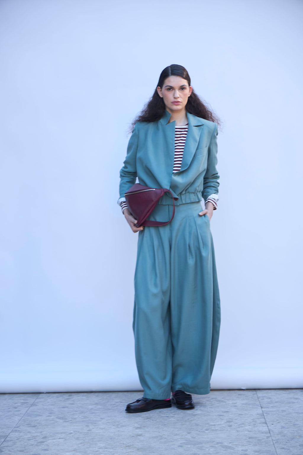 Blazer Bomber Maille Verde Agua