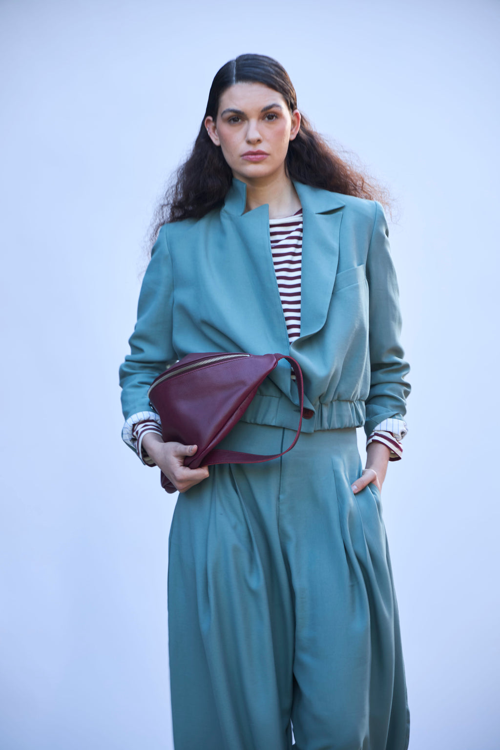 Blazer Bomber Maille Verde Agua
