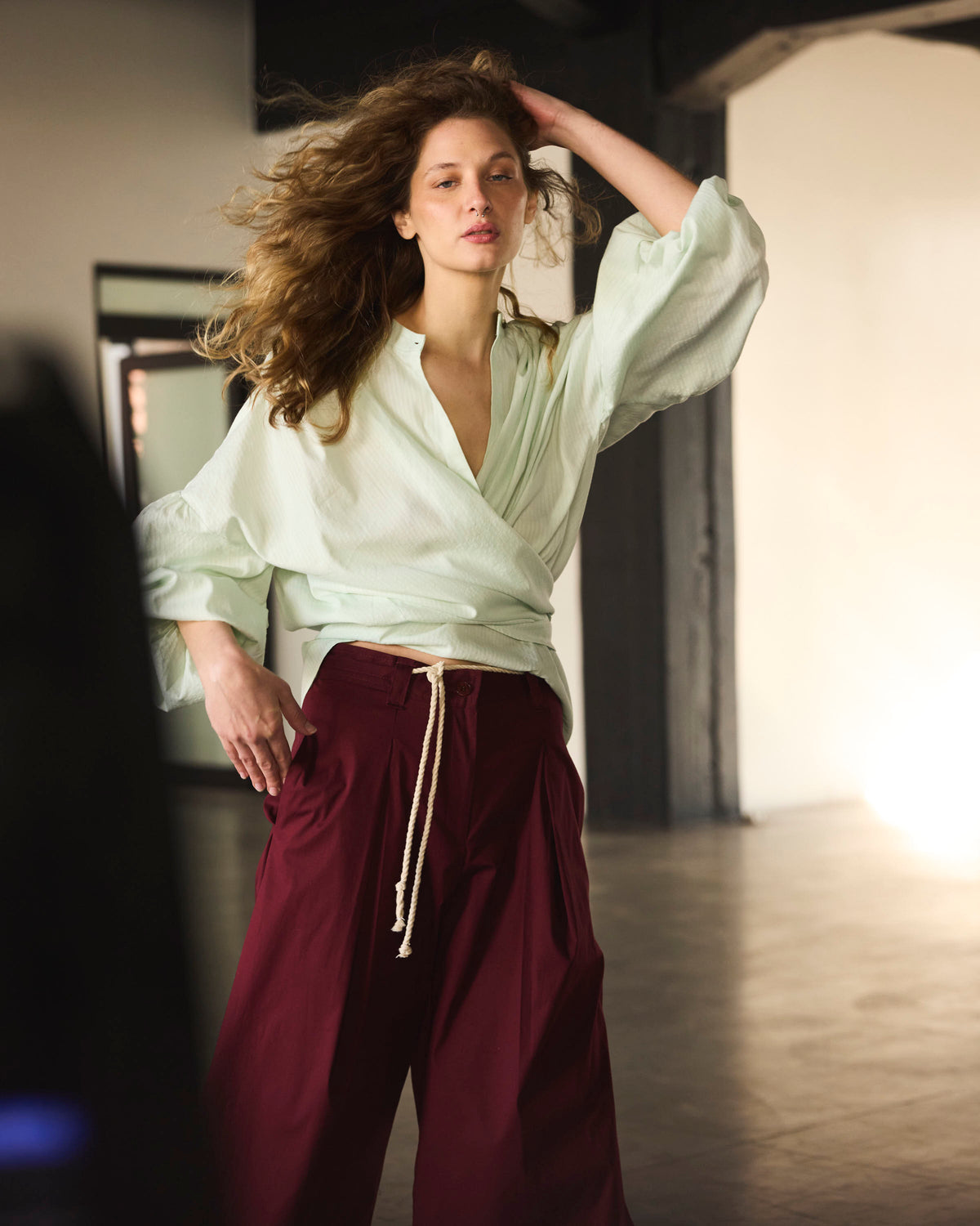 Blusa Cruzada Flamme 100% algodón  Verde Agua