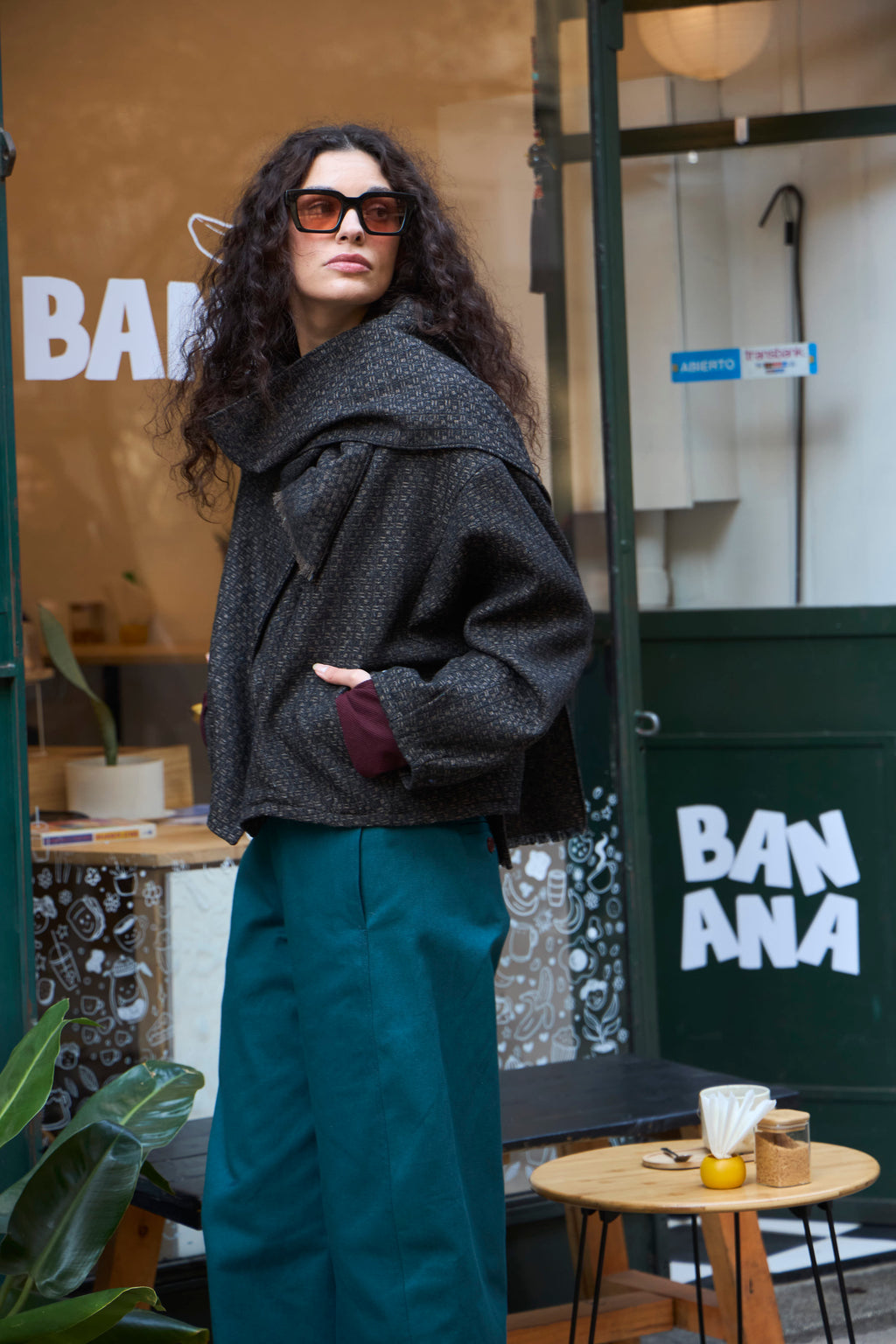 Chaqueta Derive Lana Cuadrillé Gris Marengo