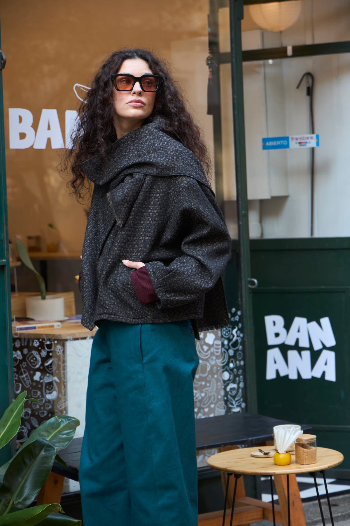 Chaqueta Derive Lana Cuadrillé Gris Marengo