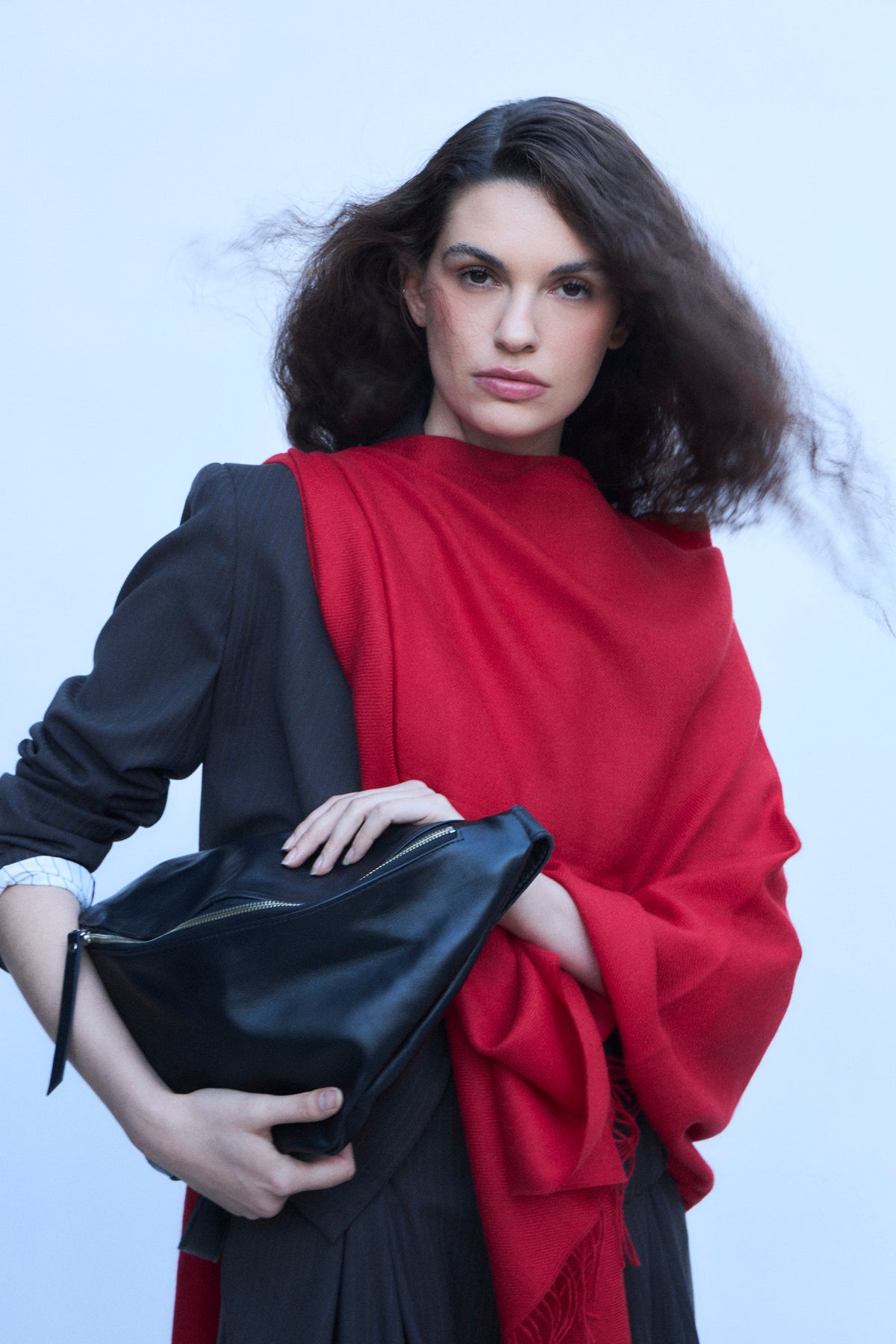 Marion Banana Bag 100% Black Leather
