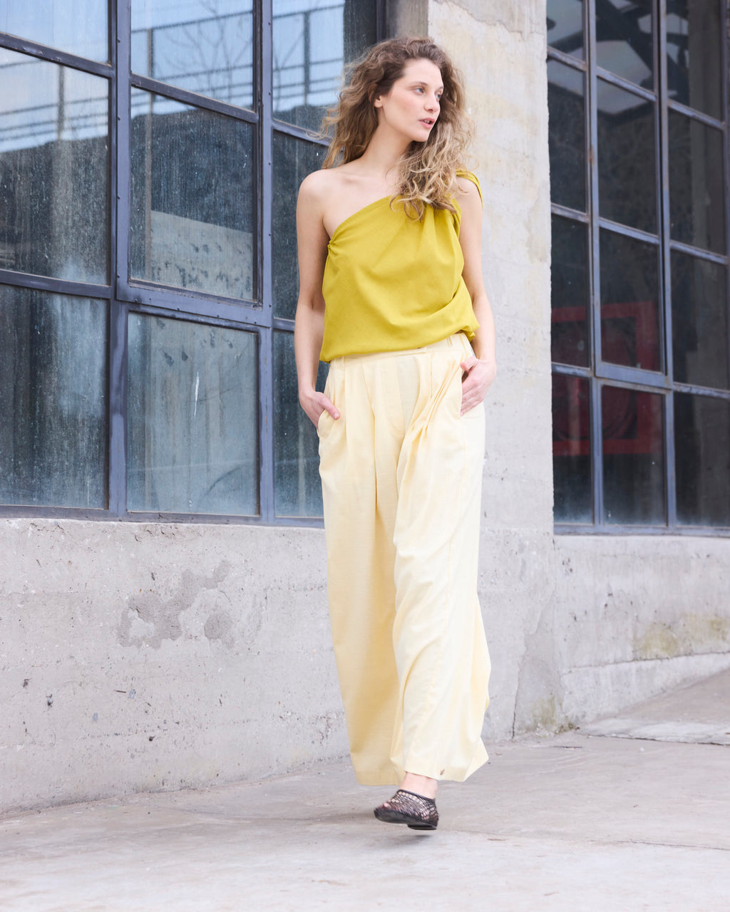 Pantalón Labille Algodón Amarillo Pastel
