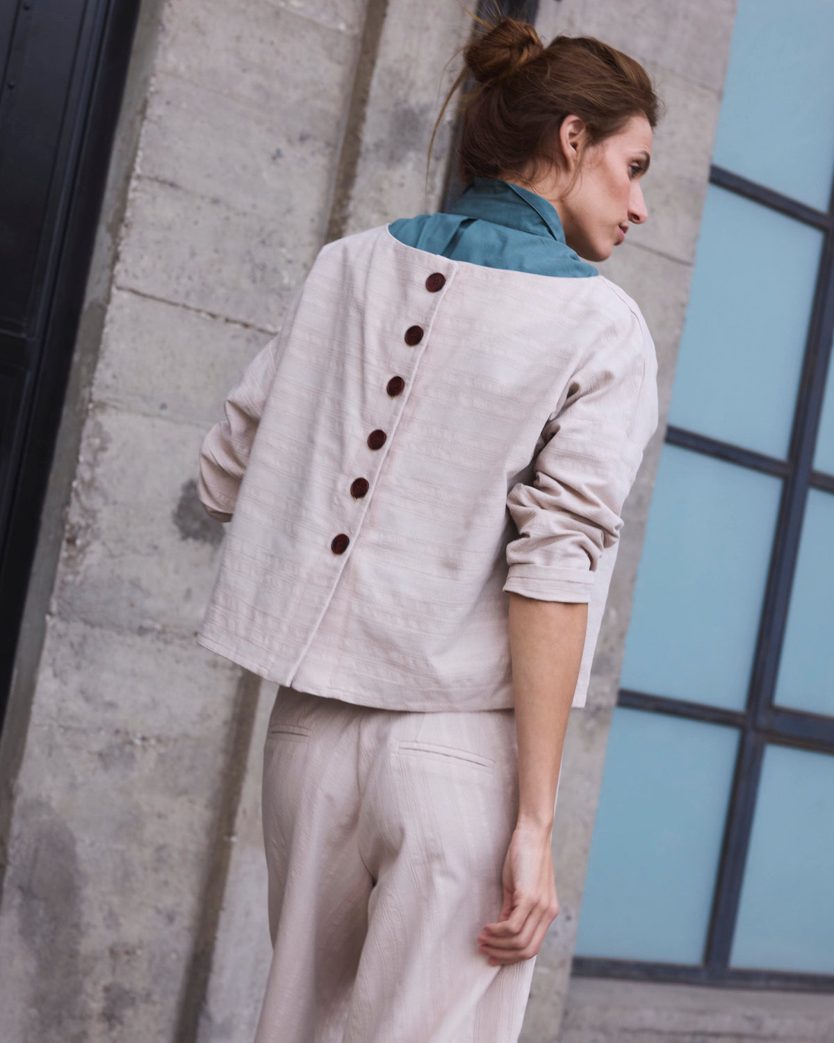 Chaquetilla Reversible Elan Algodón Crudo