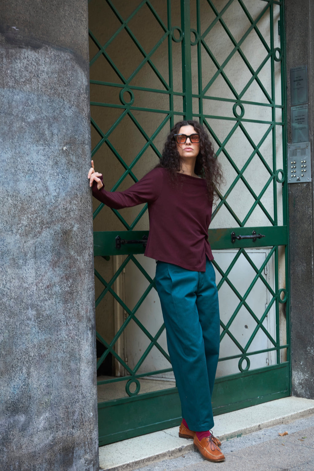 Pantalón Eveille 100% Algodón Verde Petróleo