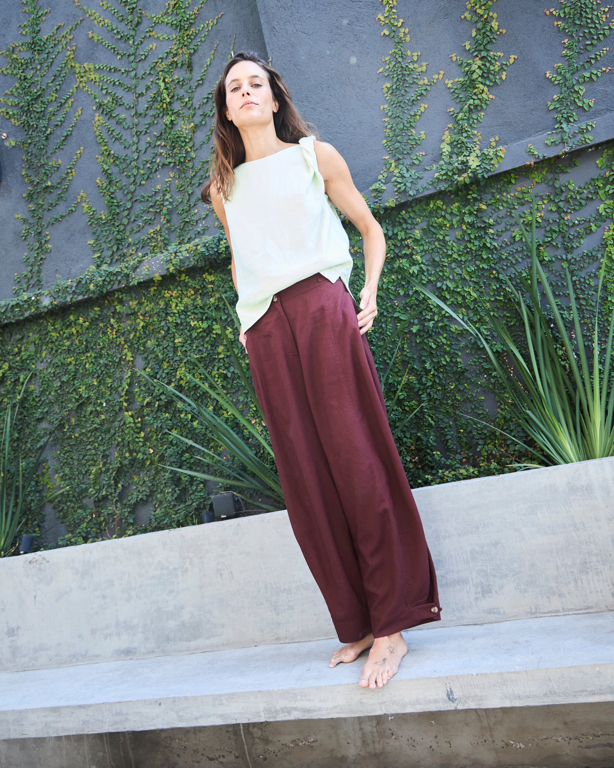 Top Chaleur 100% Lino Verde Agua