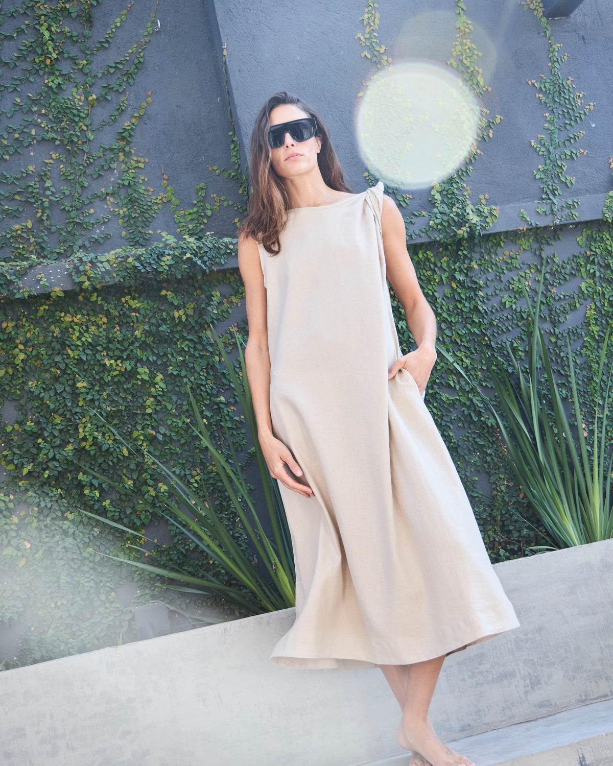Vestido Coeur Lino Beige