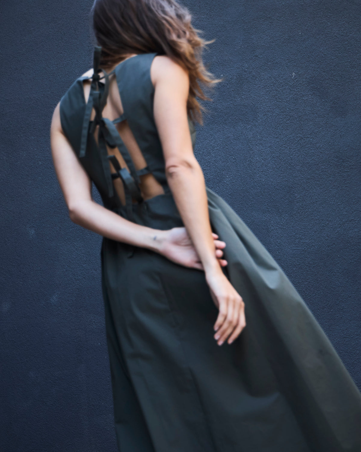Vestido Clair Algodón Verde Musgo