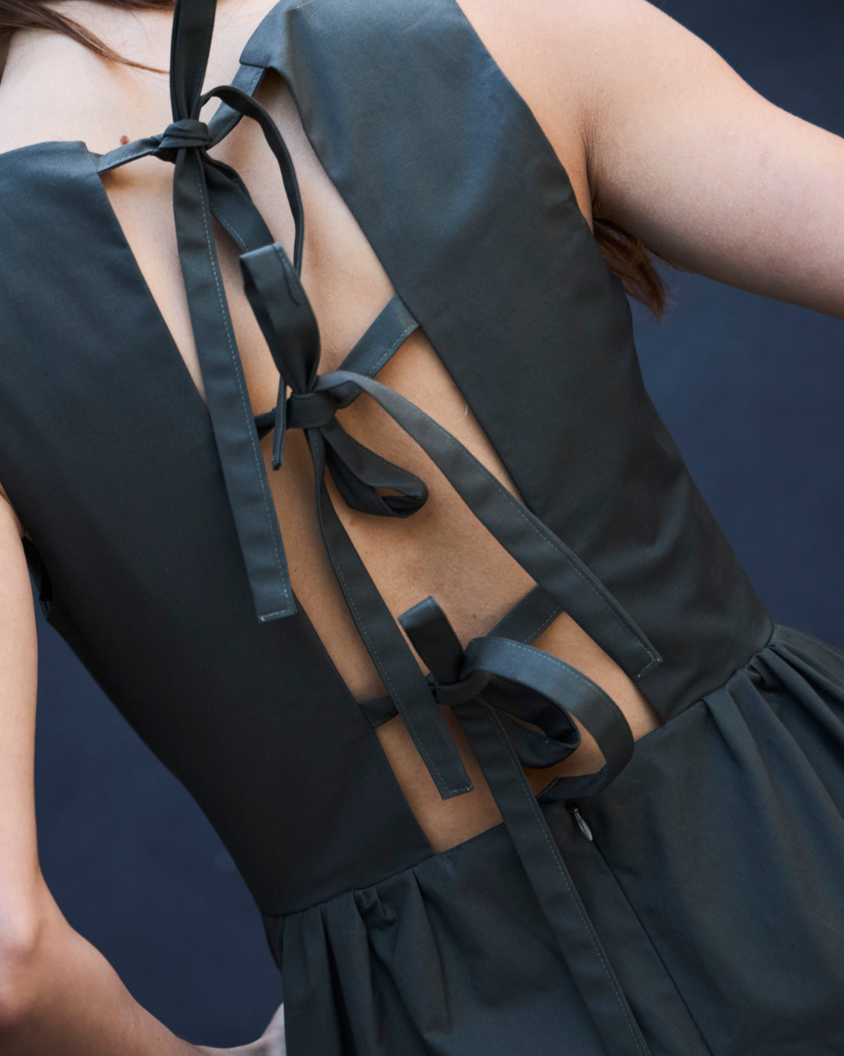 Vestido Clair Algodón Verde Musgo