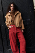 Lys Italian Virgin Wool Salt & Pepper Red Trousers