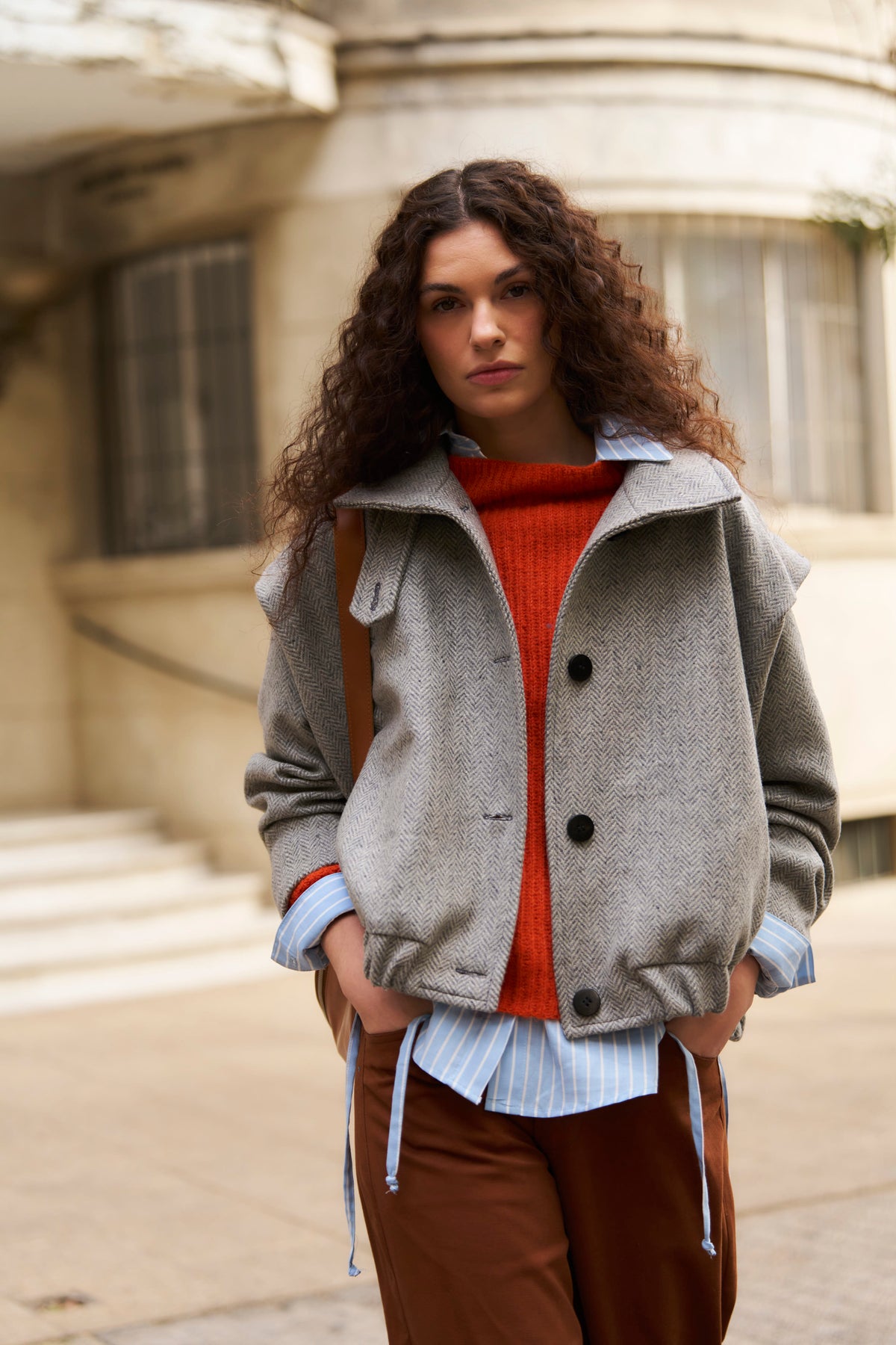 Chaqueta Magnetique Lana Espiga Gris