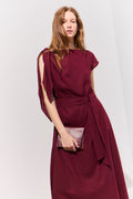 Vestido Nudo Ondine Lino Burdeo