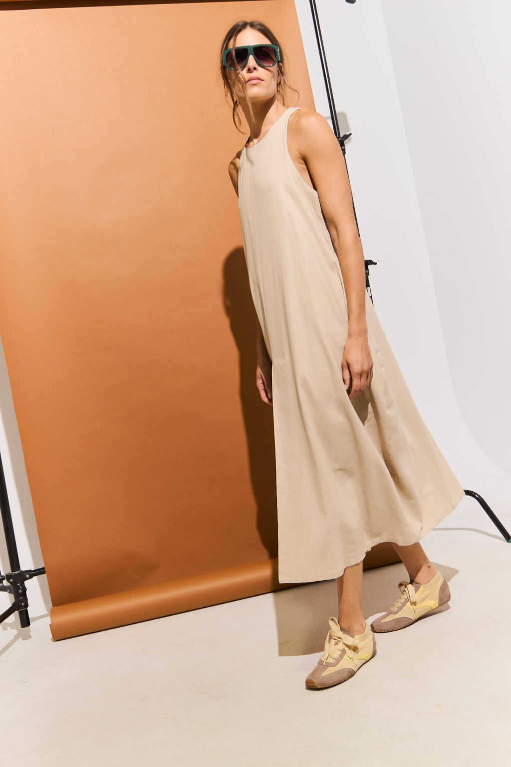 Vestido Globo Lueur Lino Beige