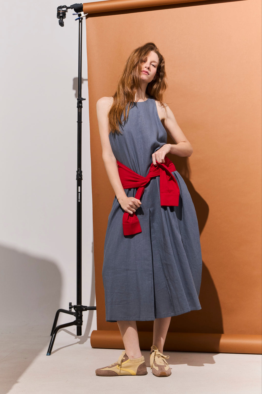 Vestido Globo Lueur Lino Gris Acero