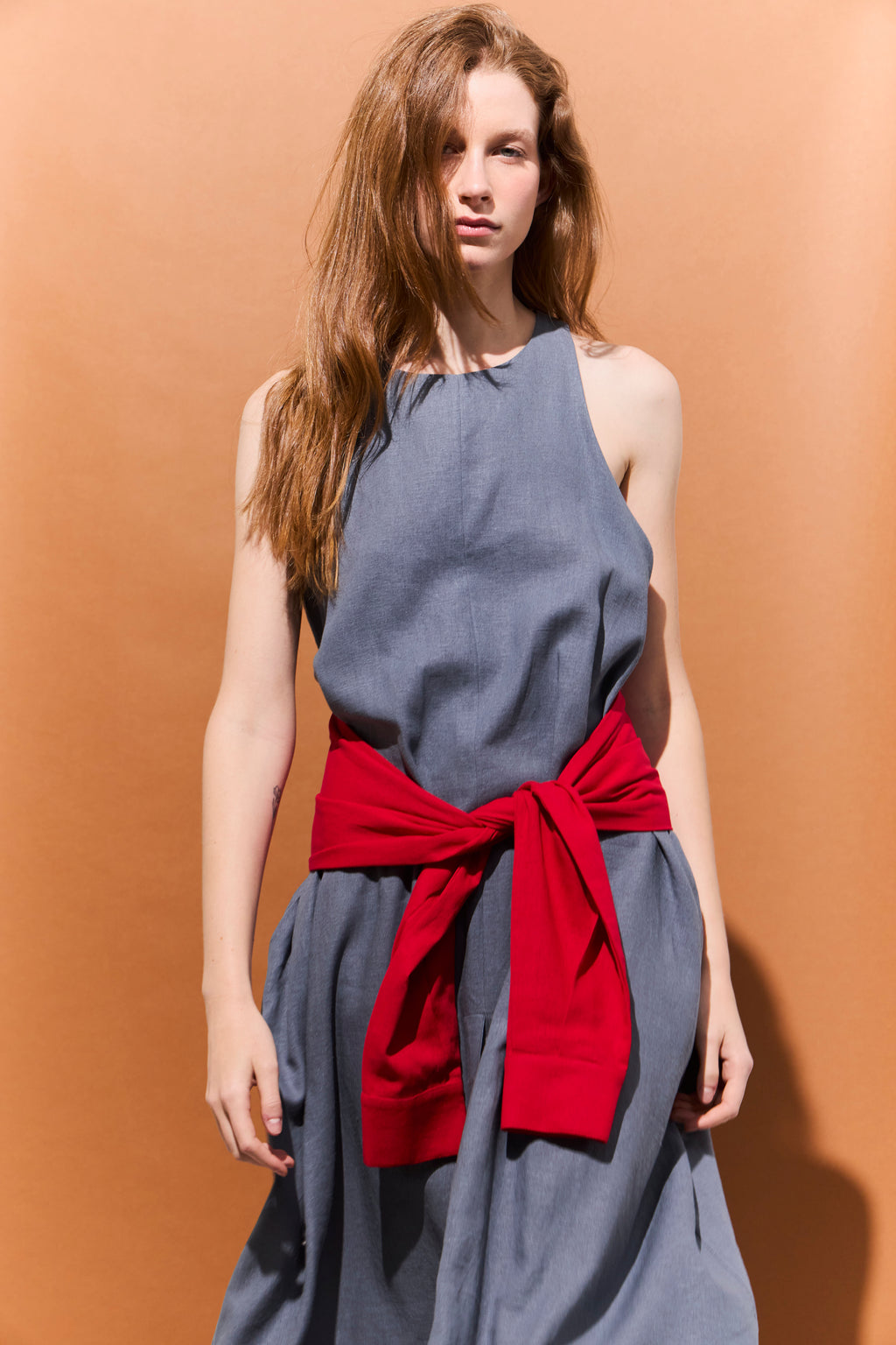 Vestido Globo Lueur Lino Gris Acero