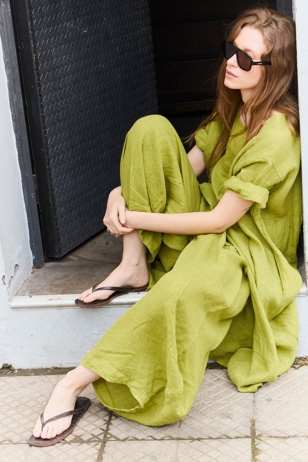 Blusón Léger 100% Lino Verde Lima