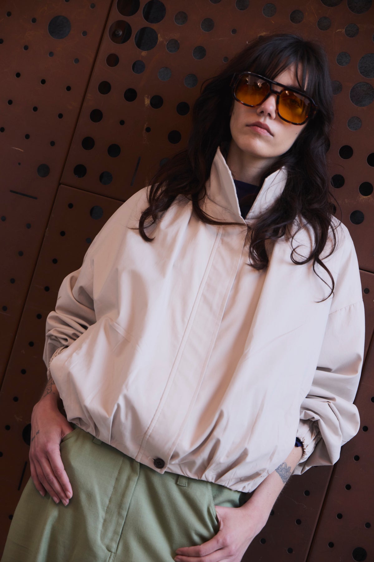 Bomber Vibrance Gabardina Crema